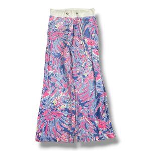 Lilly Pulitzer Linen Beach Pants Wide Leg Resort Lounge Iris Blue Shrimply XS